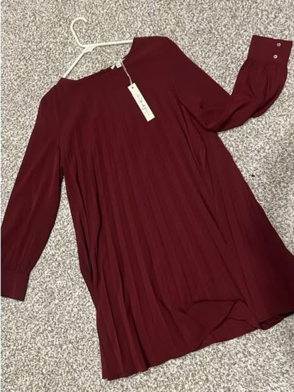 She + Sky Burgundy Pleated Mini Dress